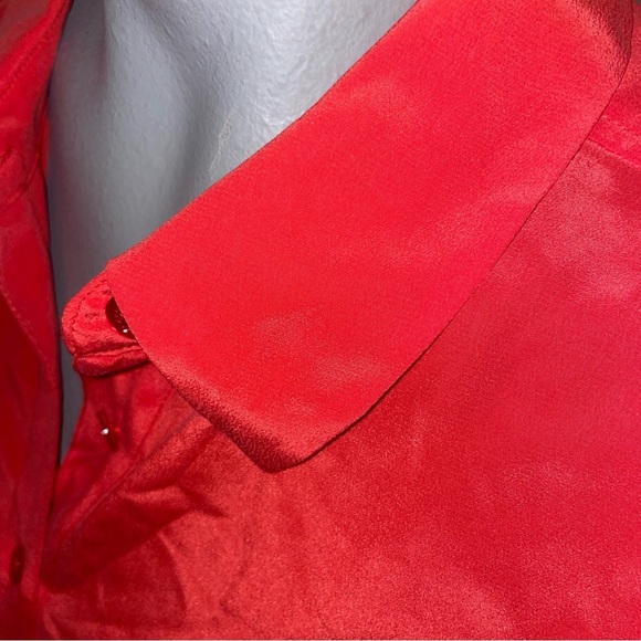 Equipment button down shirt collar popover tunic blouse red coral silk small - Picture 5 of 9